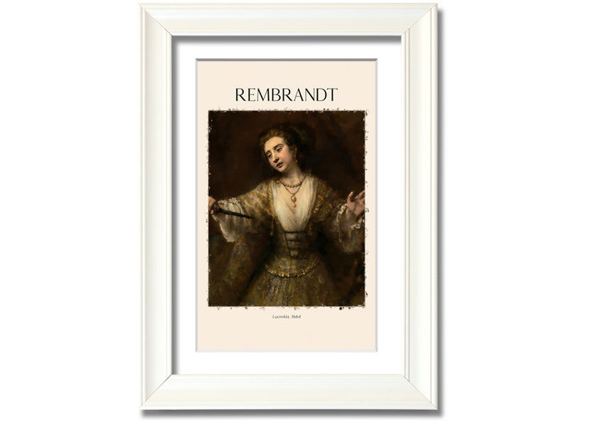 A beautiful reproduction of Lucretia. 1664 by Rembrandt, printed on coated polyester canvas and mounted on a 44mm box frame.