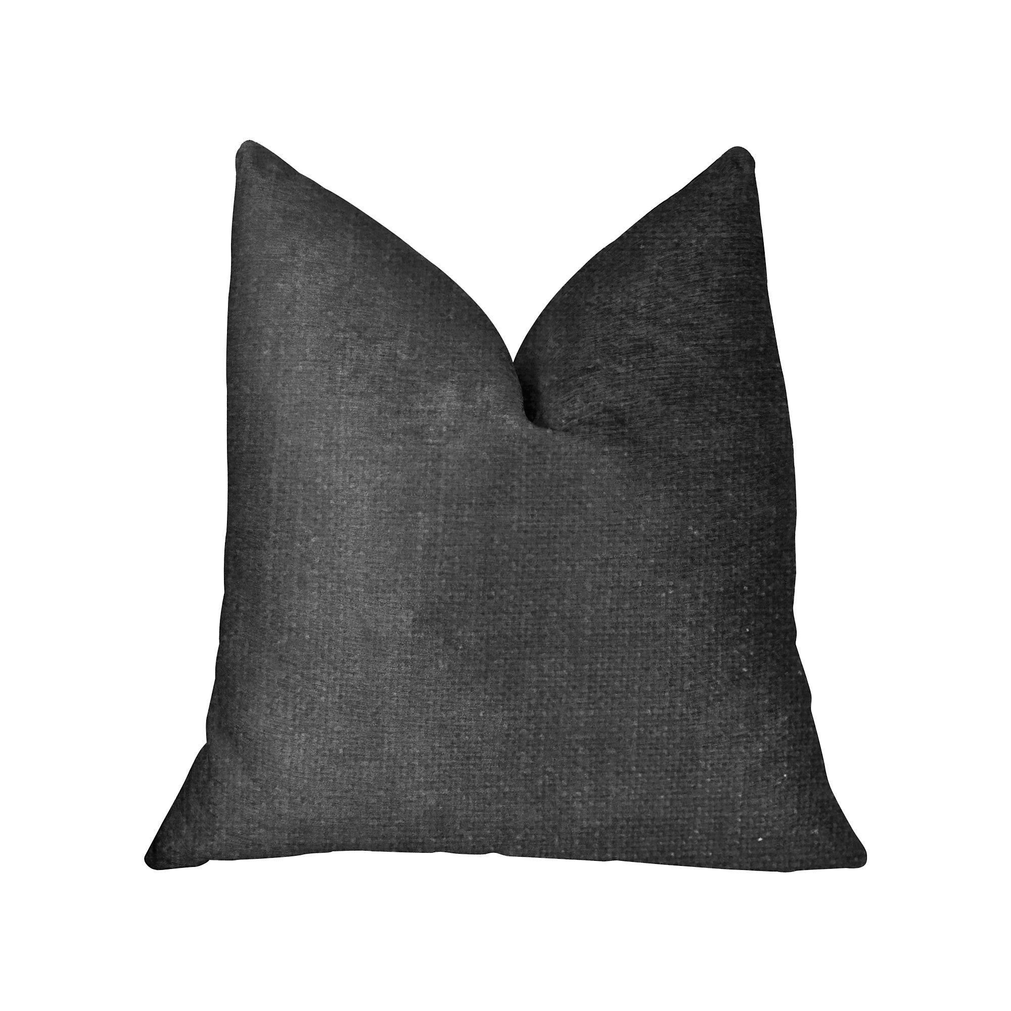 Luna Black Luxury Throw Pillow showcasing a chic black design with a linen and rayon blend, featuring an invisible zipper and double-sided use.