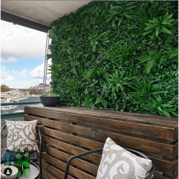 Luxury Green Sensation Artificial Vertical Garden Wall Panel showcasing a blend of grasses, ferns, and succulent-like stems, perfect for indoor and outdoor use.