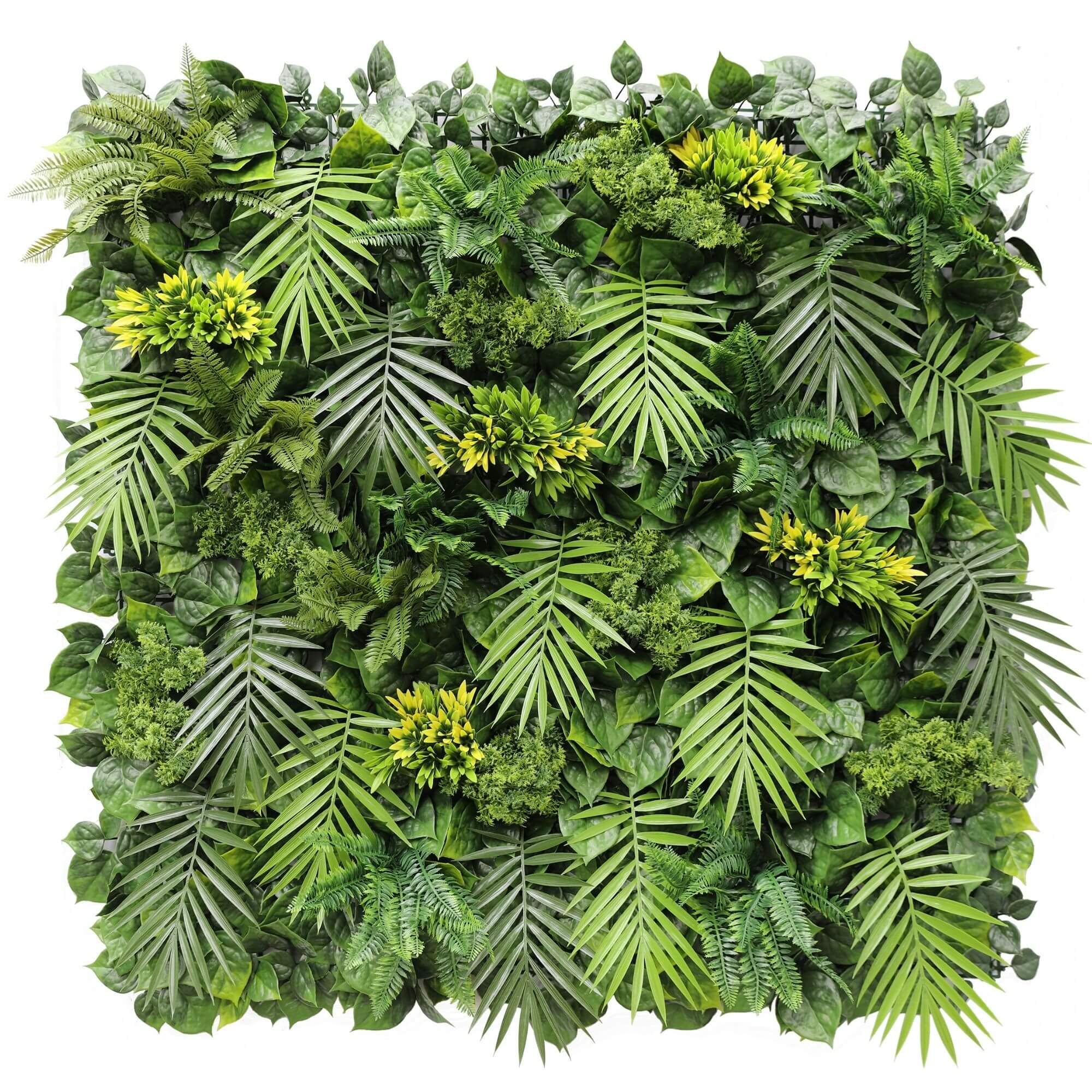 Luxury Hawaiian Sunrise Vertical Garden featuring lush ferns and vibrant flowers, designed for indoor and outdoor use.