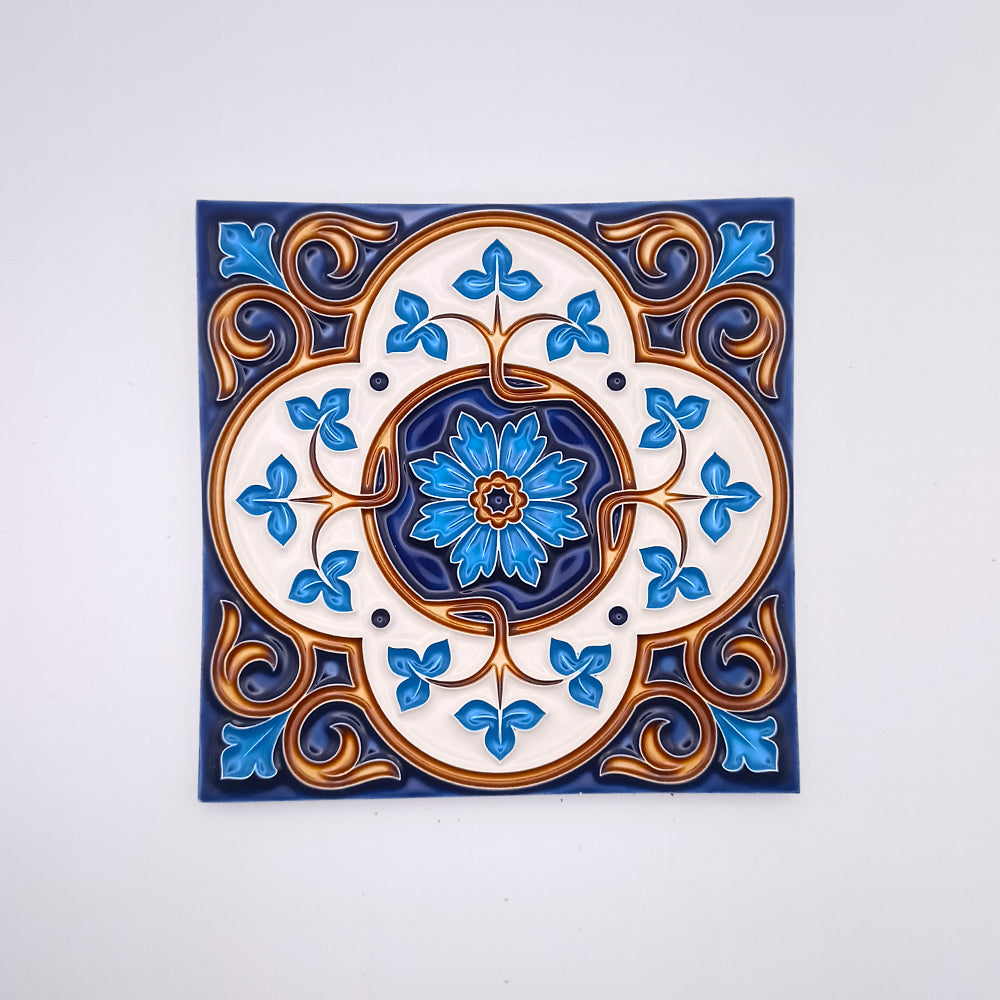 Handmade and hand-painted Madeira Decor Tiles featuring vibrant colors and intricate designs inspired by the Azores Islands.