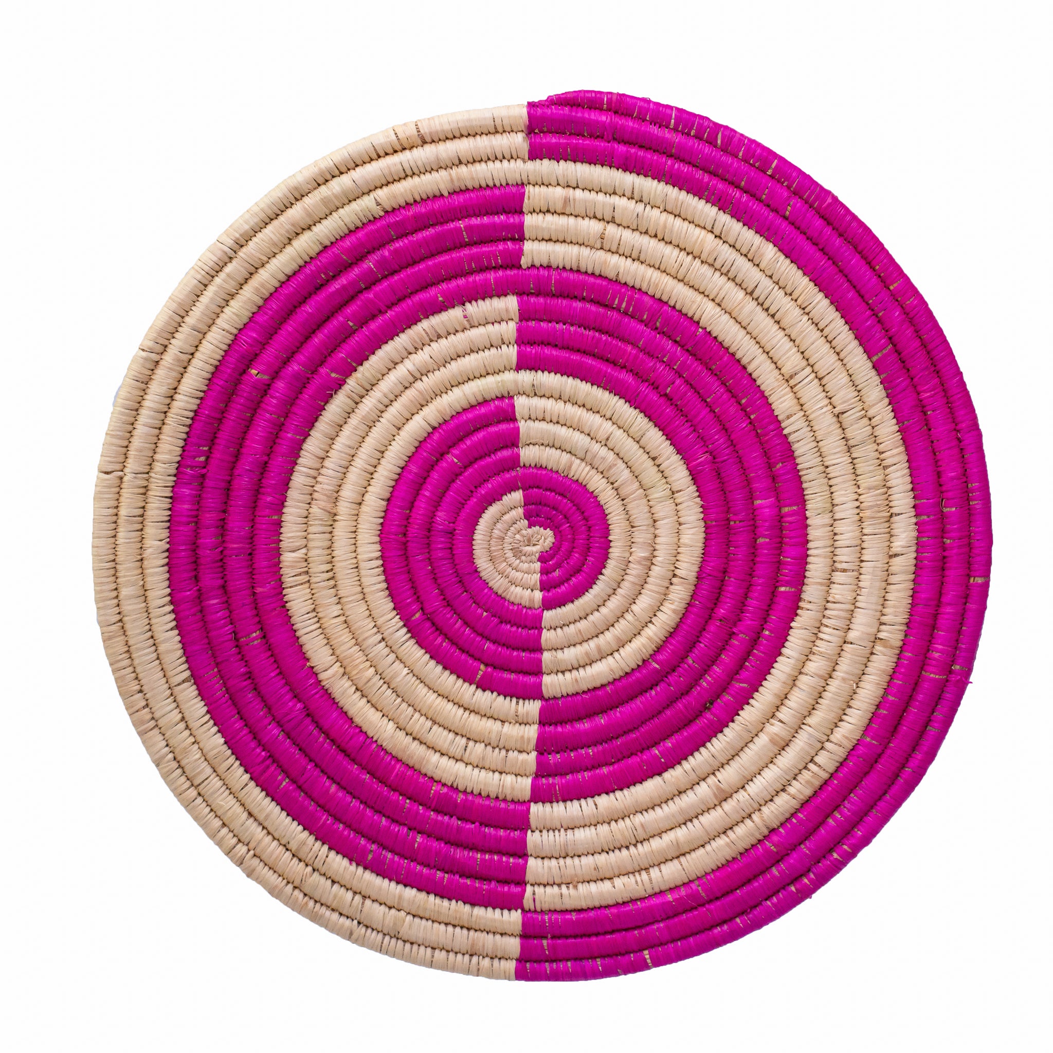 Handmade Mafia Eco-Friendly Tablemat/Wall Disc featuring authentic African weaving design, showcasing vibrant colors and intricate patterns.