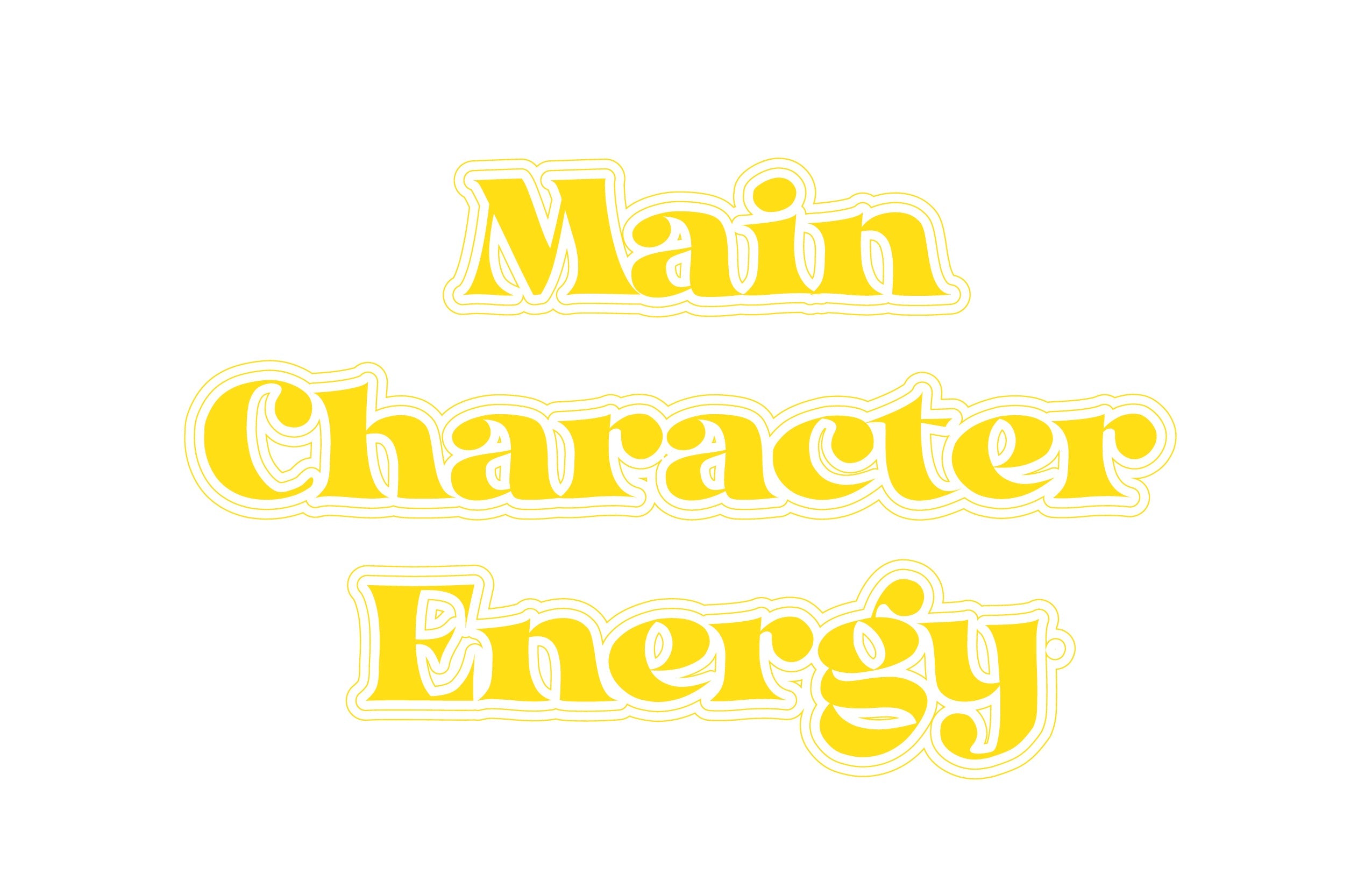 Main Character Energy Wall Decal Sticker set featuring three matte designs on an 11x17 sheet, perfect for room decor.