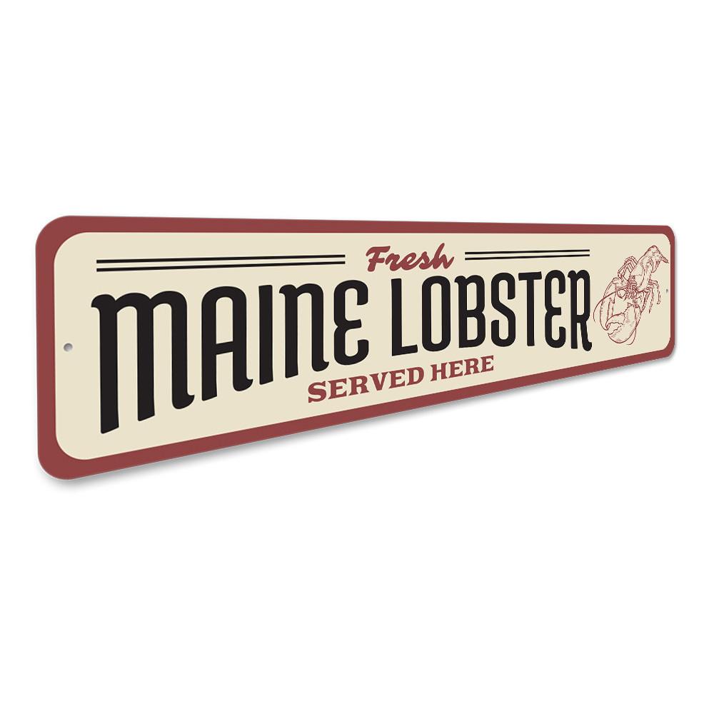 Maine Lobster Seafood Shack Sign made of high-quality aluminum, featuring vibrant colors and a nautical design, perfect for seafood lovers.