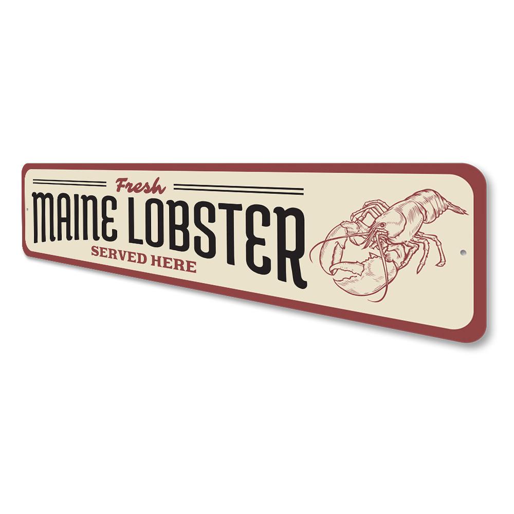 Maine Lobster Seafood Shack Sign made of high-quality aluminum, featuring vibrant colors and a nautical design, perfect for seafood lovers.