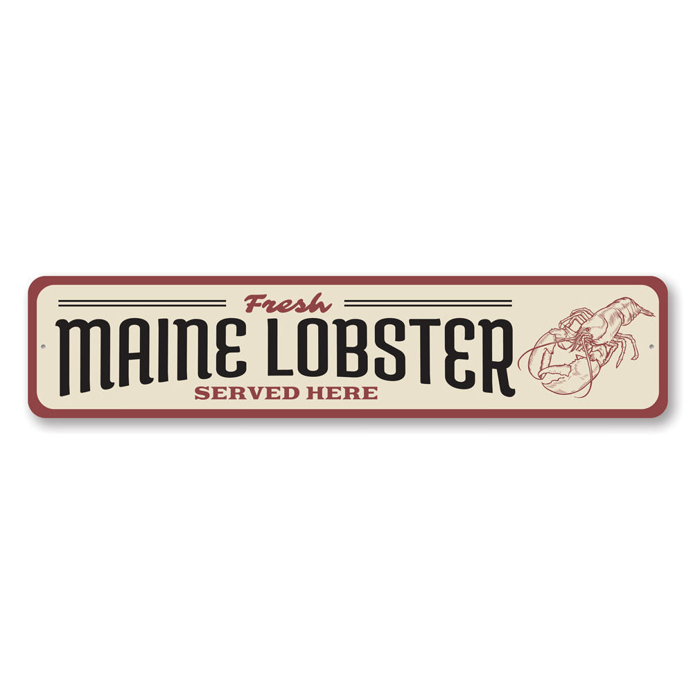 Maine Lobster Seafood Shack Sign made of high-quality aluminum, featuring vibrant colors and a nautical design, perfect for seafood lovers.