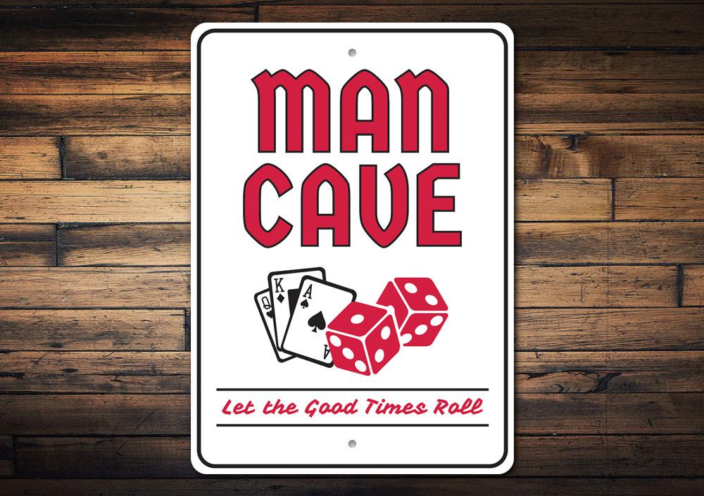 A custom Man Cave Gambling Sign made from durable aluminum, featuring personalized text and vibrant colors, perfect for game rooms.