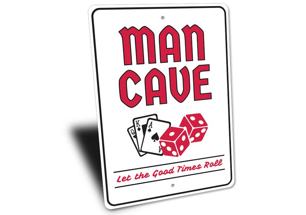 A custom Man Cave Gambling Sign made from durable aluminum, featuring personalized text and vibrant colors, perfect for game rooms.