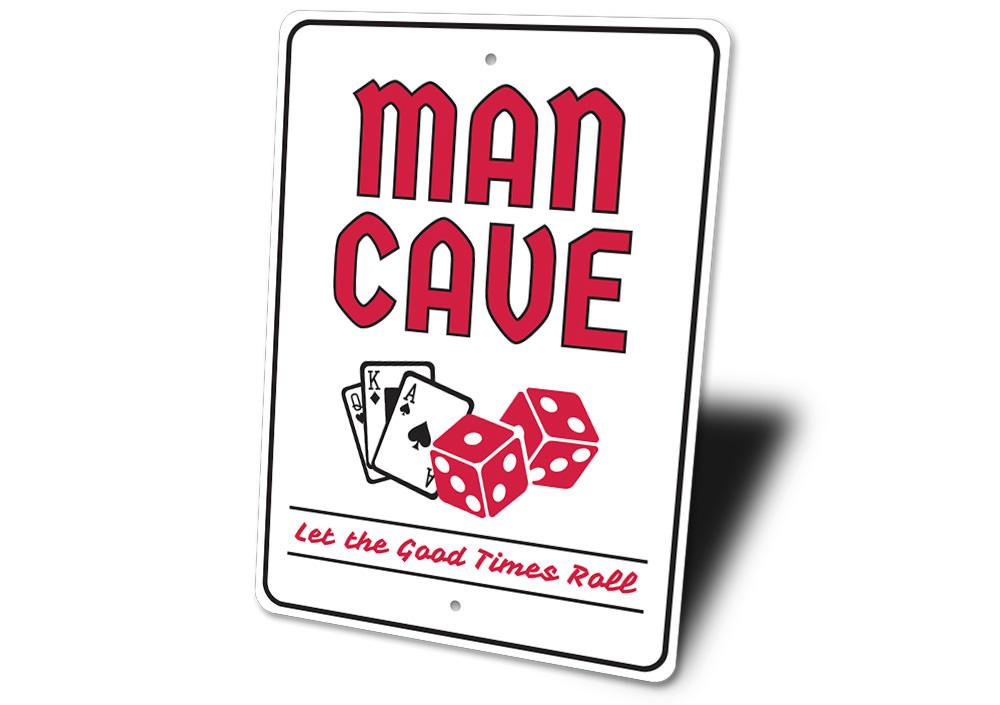 A custom Man Cave Gambling Sign made from durable aluminum, featuring personalized text and vibrant colors, perfect for game rooms.