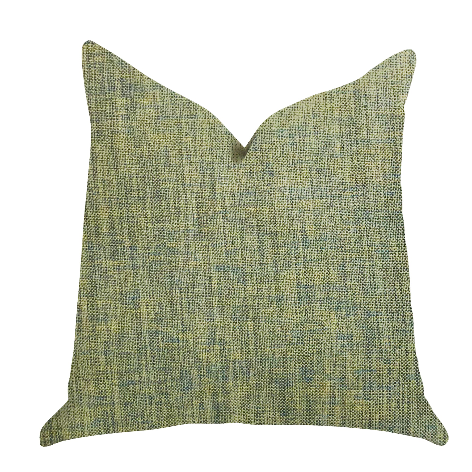 Mango Bliss Luxury Throw Pillow featuring vibrant green and yellow tones, showcasing a double-sided design with an invisible zipper.