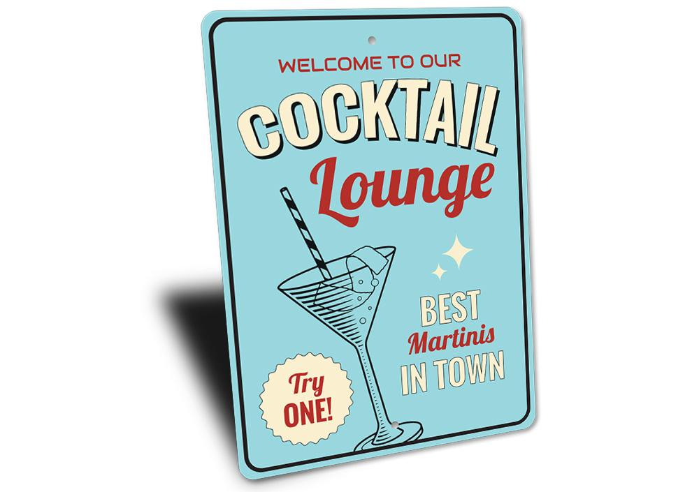 A stylish Martini Sign made of high-quality aluminum, featuring a customizable design perfect for home decor.