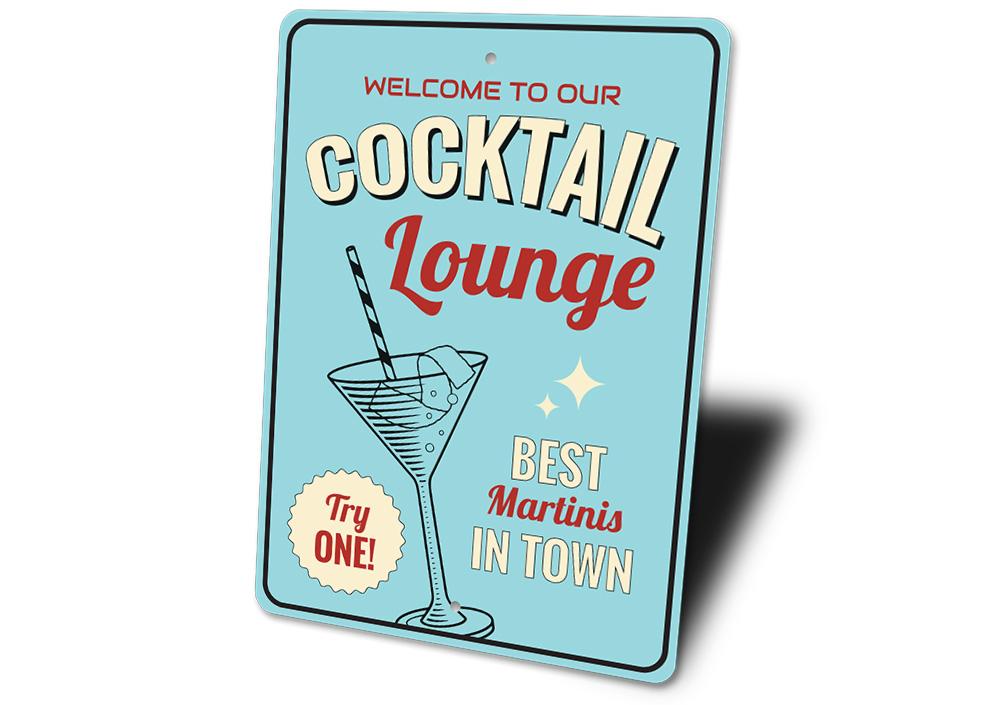 A stylish Martini Sign made of high-quality aluminum, featuring a customizable design perfect for home decor.