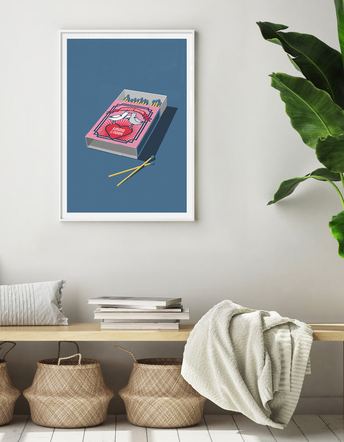 Personalised Matchbox art print featuring a heart design, perfect for anniversaries and engagements.