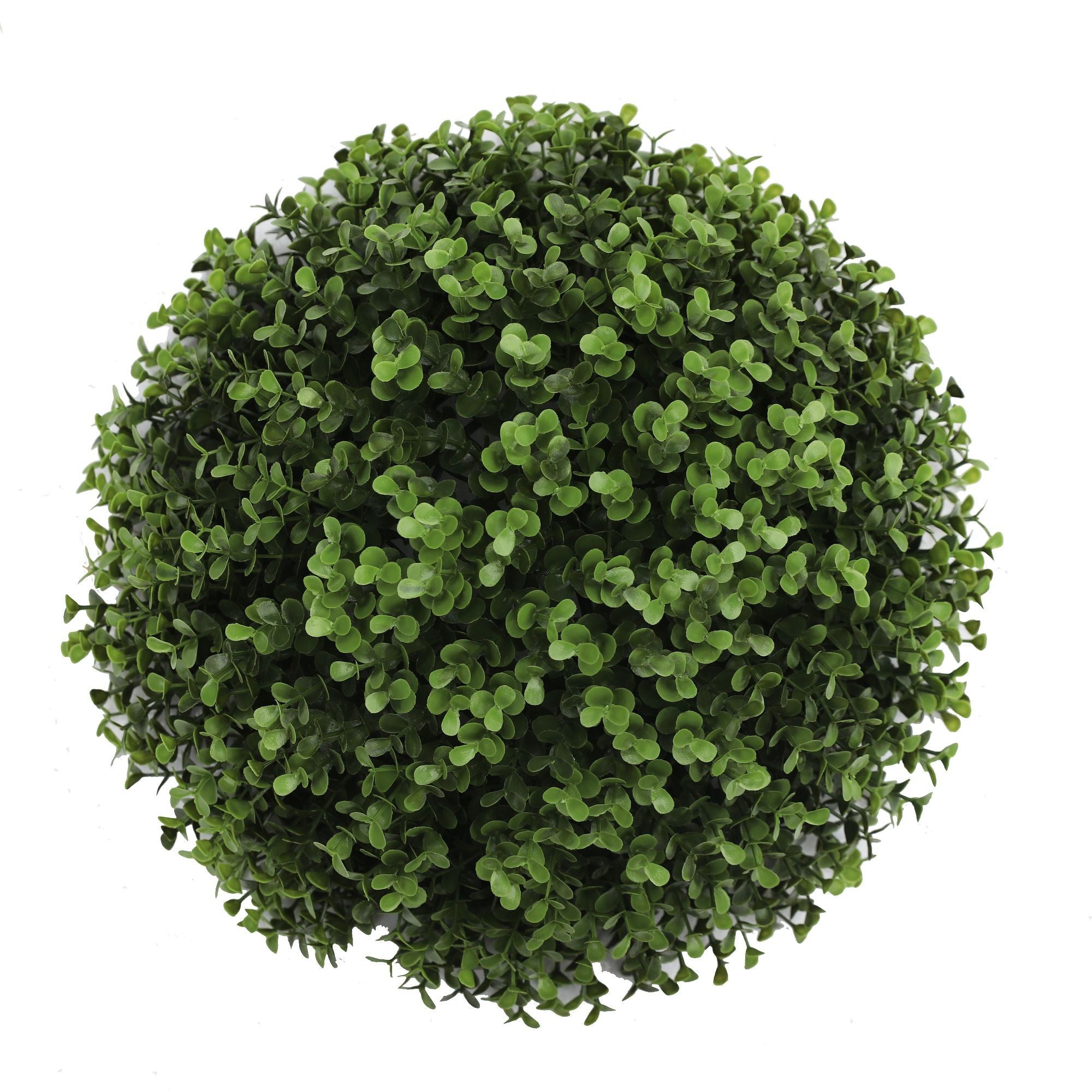 A medium-sized artificial topiary ball made of natural buxus, measuring 28cm, showcasing lush green foliage suitable for indoor and outdoor decor.