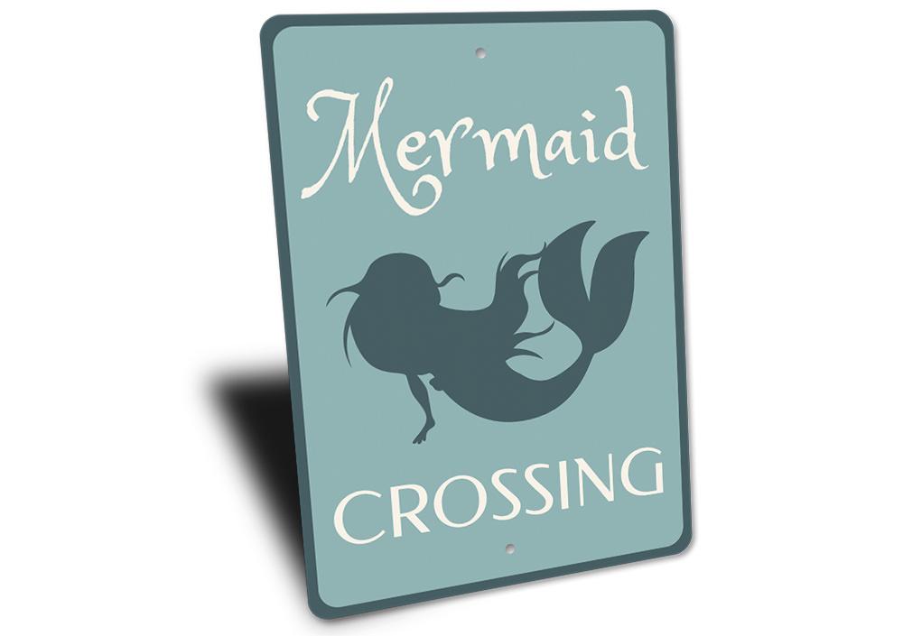 A beautifully crafted Mermaid Sign made from high-quality aluminum, featuring vibrant colors and customizable text, perfect for coastal decor.