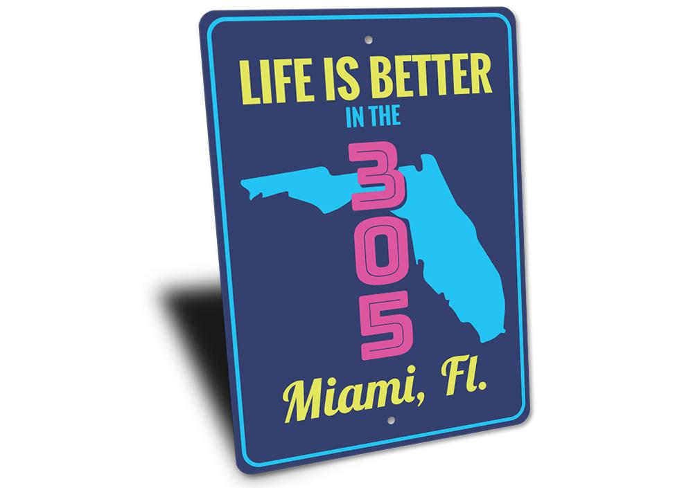 Customizable Miami Sign made of high-quality aluminum, perfect for beach-themed decor, featuring pre-drilled holes for easy mounting.