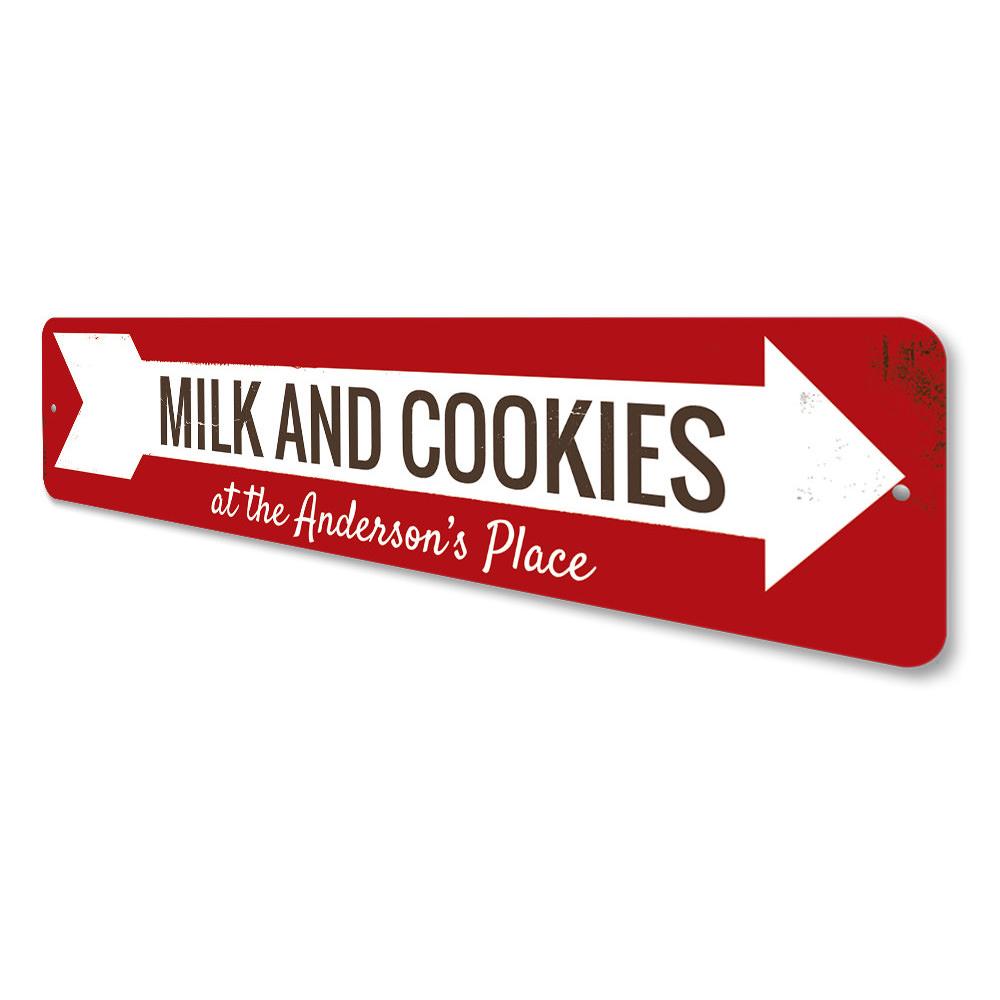 Milk & Cookies Arrow Sign featuring festive design, perfect for holiday decorations and personalized gifts.