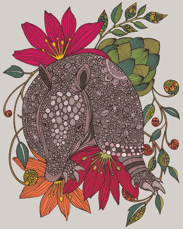 Art print of Milo the Armadillo on 8x10 photographic paper, showcasing vibrant colors and intricate details.