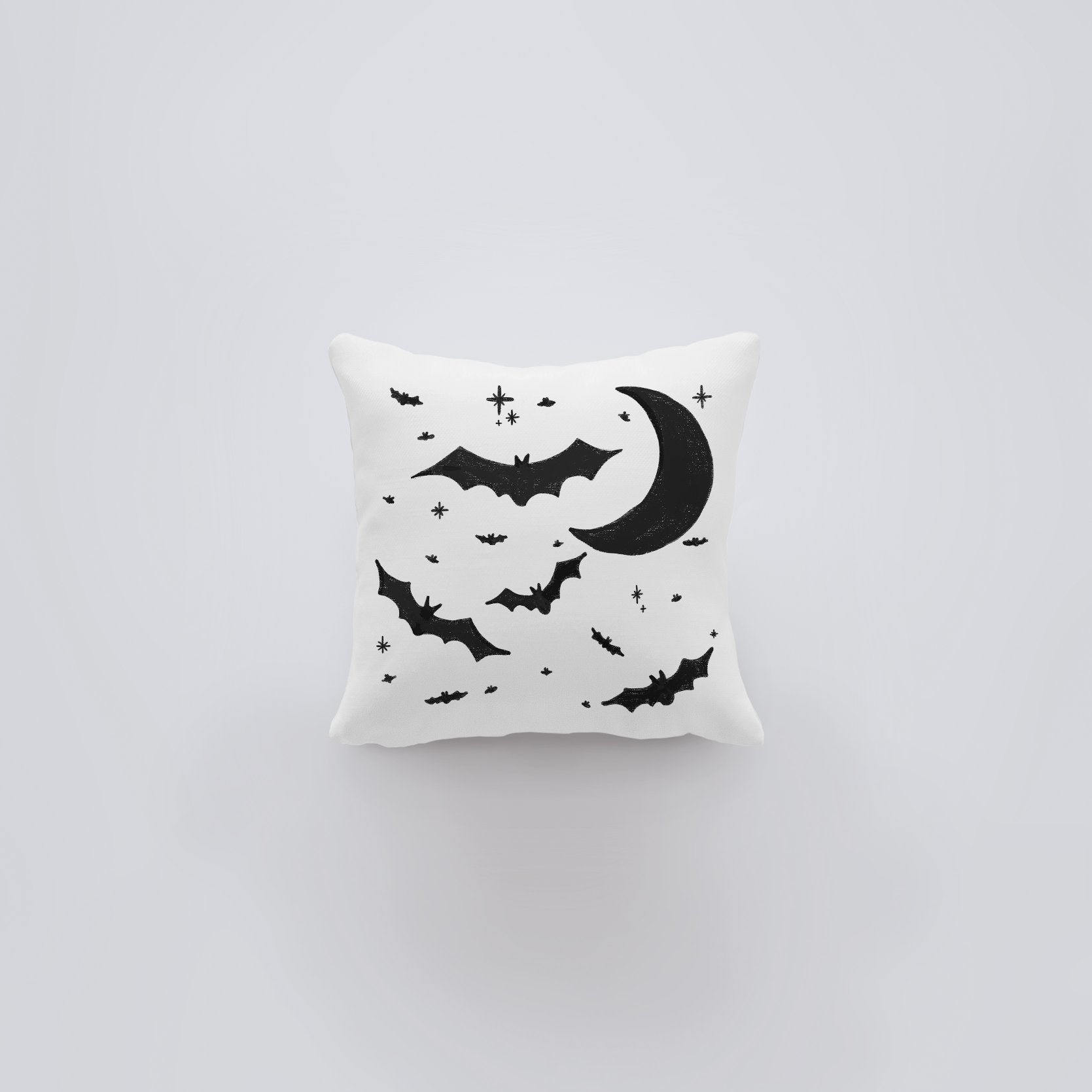 MINI Bats on White Pillow Cover featuring subtle bat design on a white background, perfect for fall décor and farmhouse style.