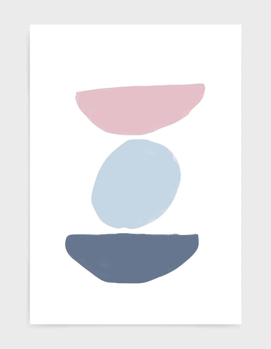 A minimal abstract print featuring simple shapes and soft colors, perfect for modern home decor.