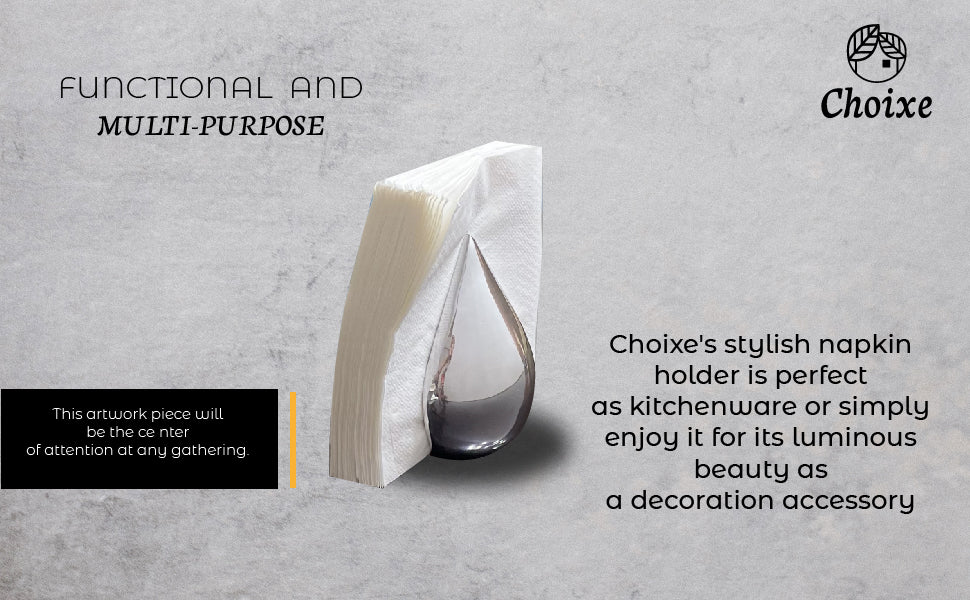 A sleek and elegant Minimalist FreeStanding Napkin Holder made from recycled aluminum, featuring a wavy elongated shape and a chic finish.