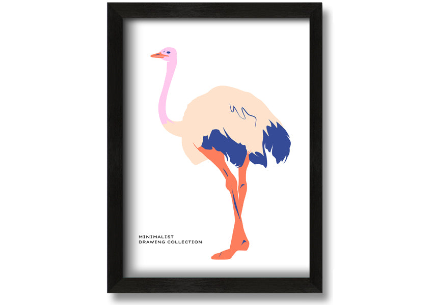 A beautifully framed Minimalist Ostridge print showcasing elegant simplicity, available in various frame colors.