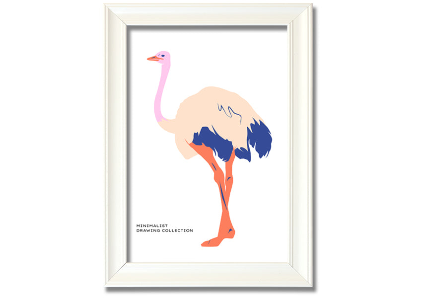 A beautifully framed Minimalist Ostridge print showcasing elegant simplicity, available in various frame colors.