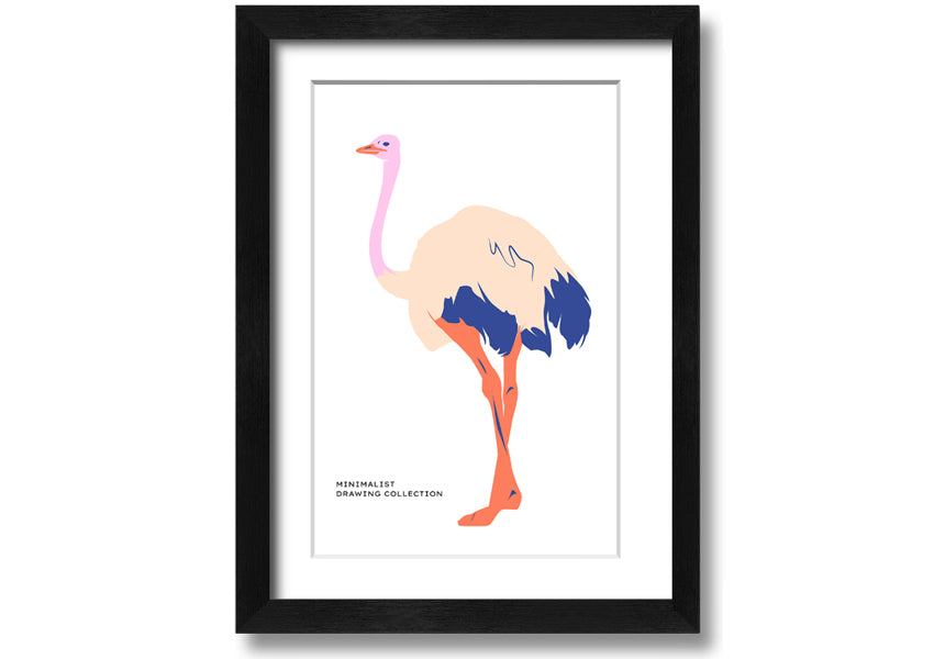 A beautifully framed Minimalist Ostridge print showcasing elegant simplicity, available in various frame colors.