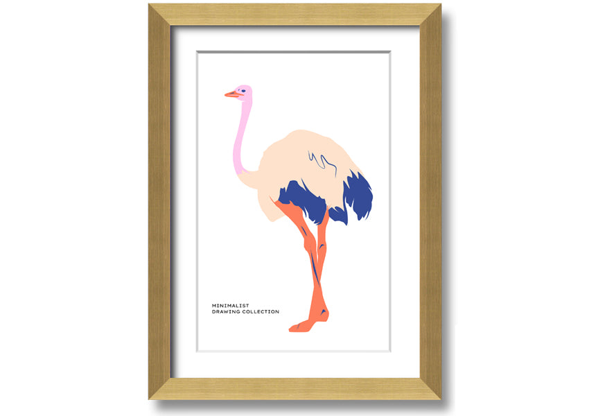 A beautifully framed Minimalist Ostridge print showcasing elegant simplicity, available in various frame colors.