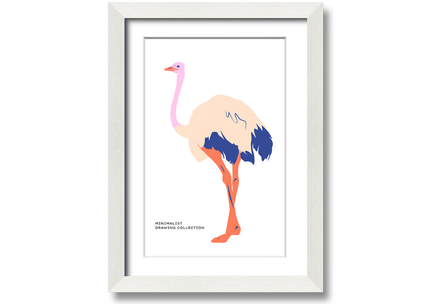 A beautifully framed Minimalist Ostridge print showcasing elegant simplicity, available in various frame colors.