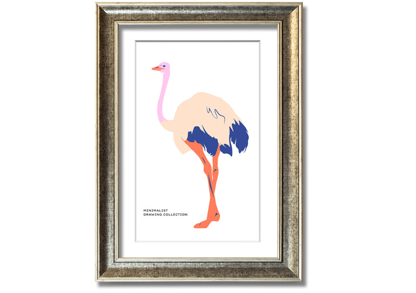 A beautifully framed Minimalist Ostridge print showcasing elegant simplicity, available in various frame colors.