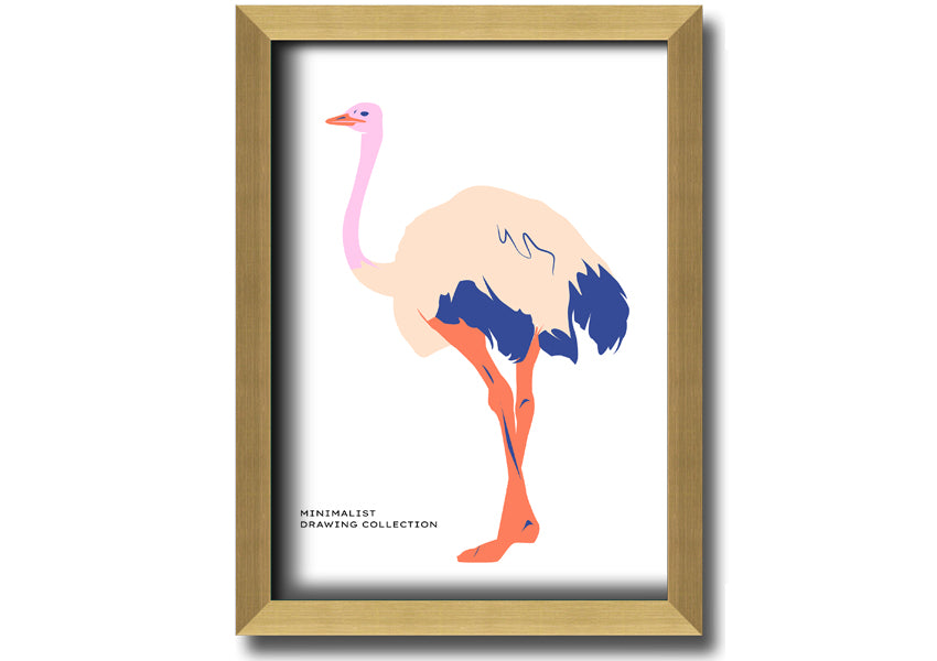 A beautifully framed Minimalist Ostridge print showcasing elegant simplicity, available in various frame colors.