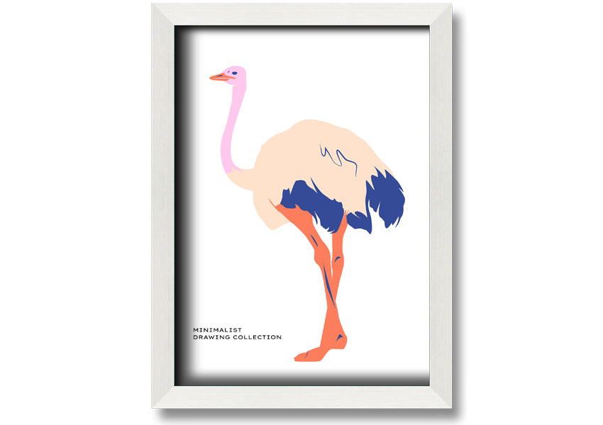 A beautifully framed Minimalist Ostridge print showcasing elegant simplicity, available in various frame colors.