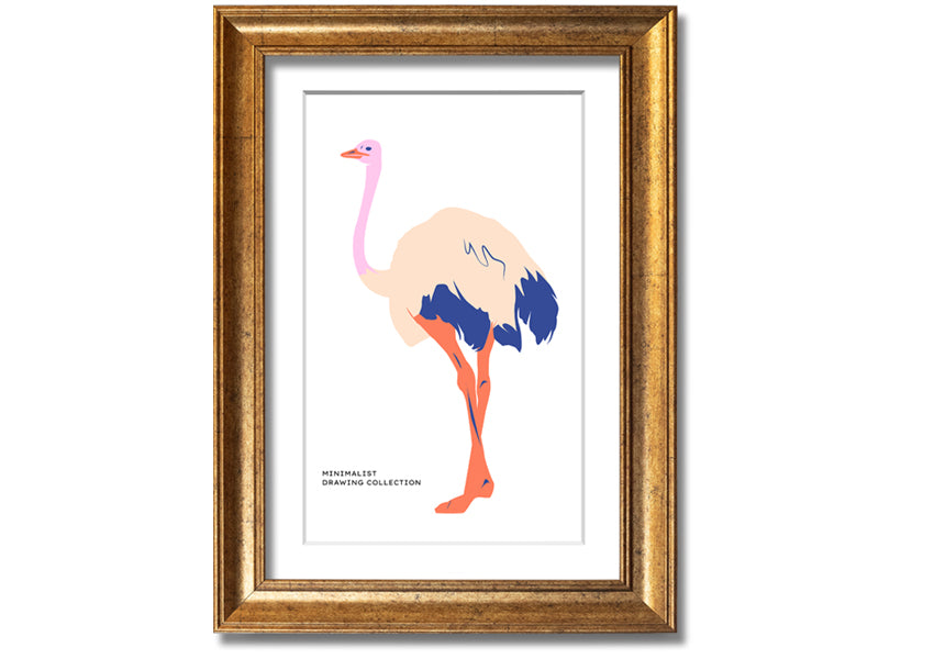 A beautifully framed Minimalist Ostridge print showcasing elegant simplicity, available in various frame colors.