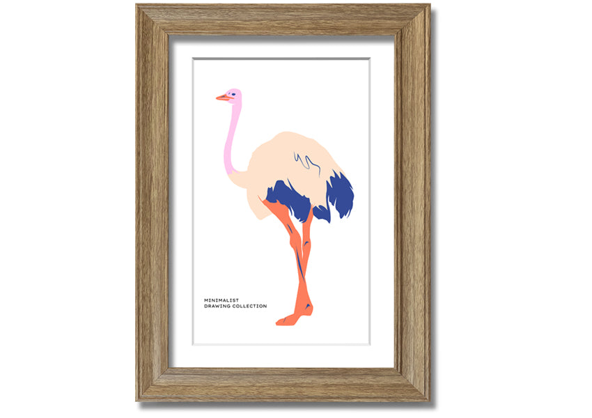 A beautifully framed Minimalist Ostridge print showcasing elegant simplicity, available in various frame colors.