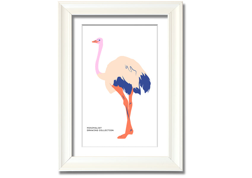 A beautifully framed Minimalist Ostridge print showcasing elegant simplicity, available in various frame colors.