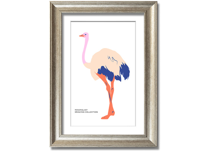 A beautifully framed Minimalist Ostridge print showcasing elegant simplicity, available in various frame colors.