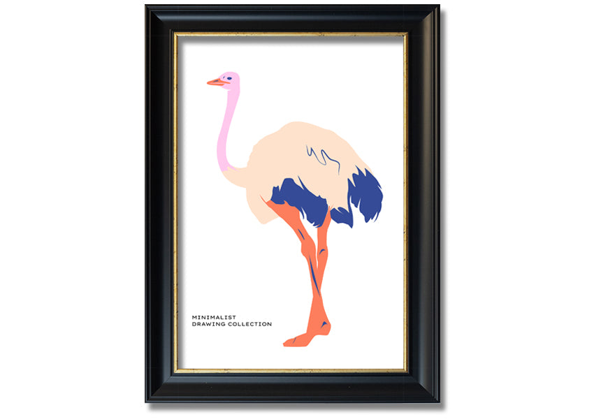 A beautifully framed Minimalist Ostridge print showcasing elegant simplicity, available in various frame colors.