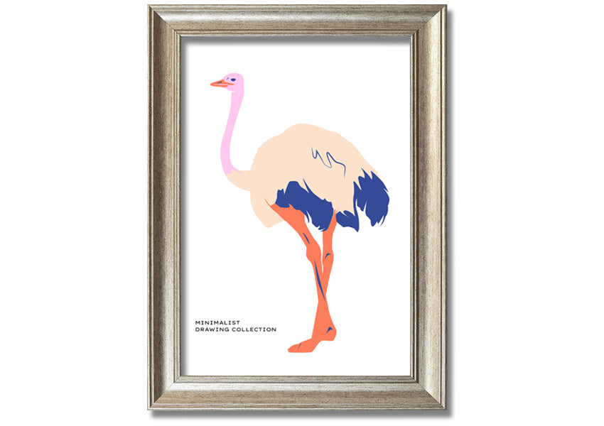 A beautifully framed Minimalist Ostridge print showcasing elegant simplicity, available in various frame colors.