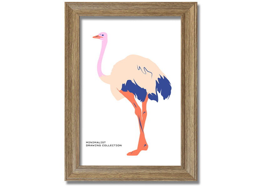 A beautifully framed Minimalist Ostridge print showcasing elegant simplicity, available in various frame colors.