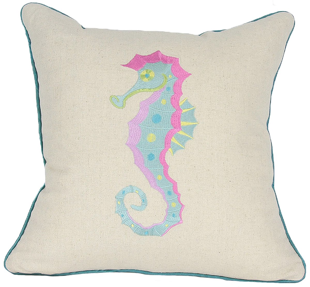 ML11303 Coastal Embroidery Pillow featuring a colorful lobster design with a luxurious piped edge, perfect for home decor.