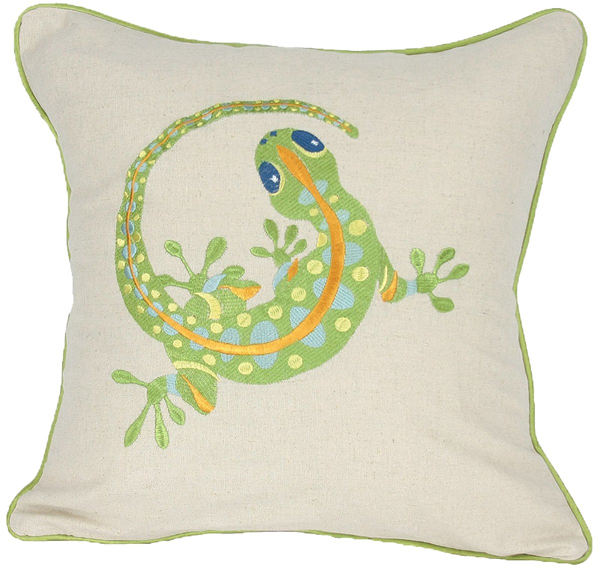 ML11303 Coastal Embroidery Pillow featuring a colorful lobster design with a luxurious piped edge, perfect for home decor.