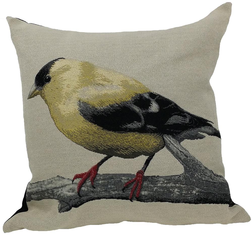 ML14937 Bird Embroidery Pillow featuring intricate bird designs on a soft poly/cotton blend fabric with a black velour backing.