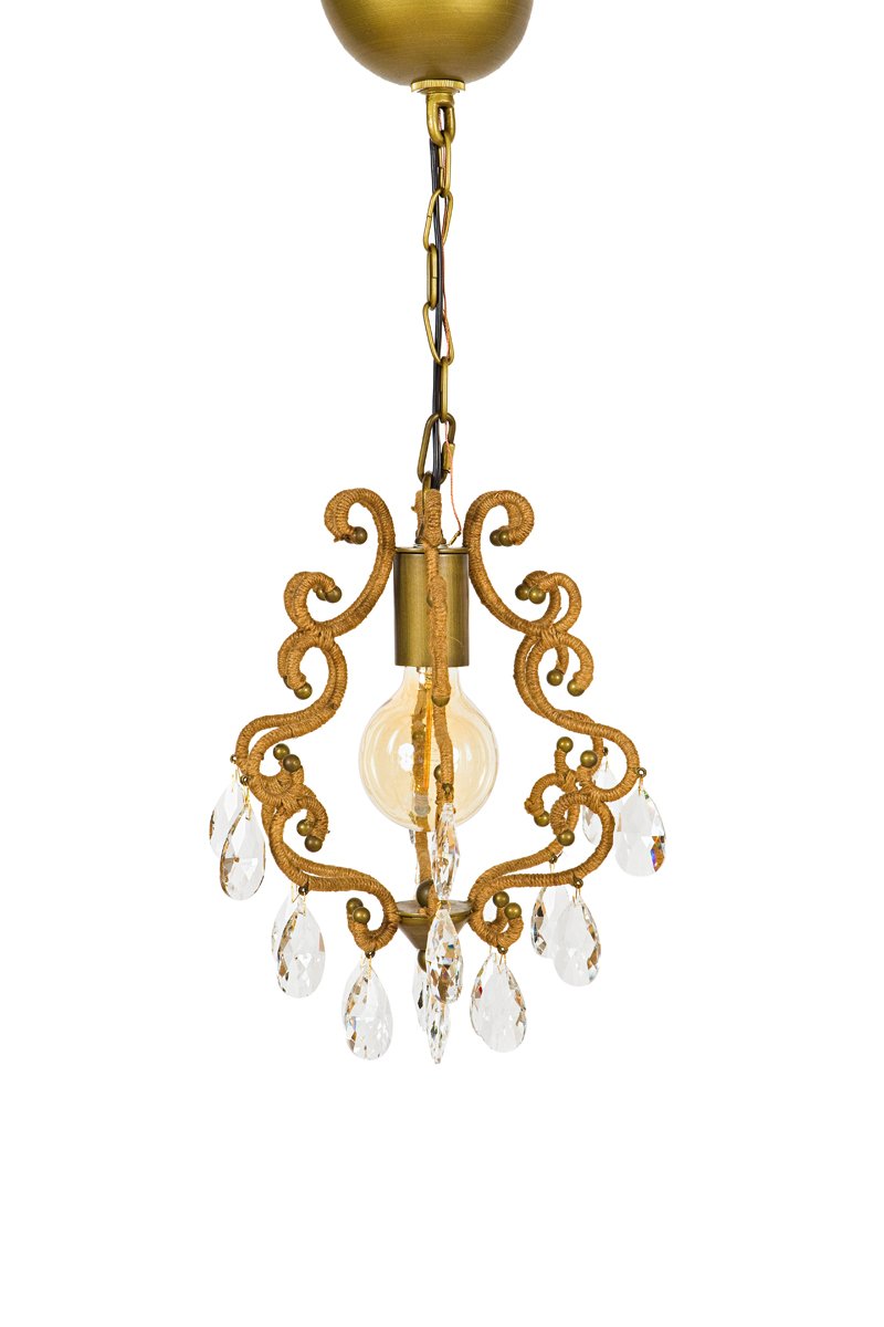 ML15907 Hanging Garden Chandelier featuring glass crystals and a vintage Edison bulb, designed for elegant home illumination.