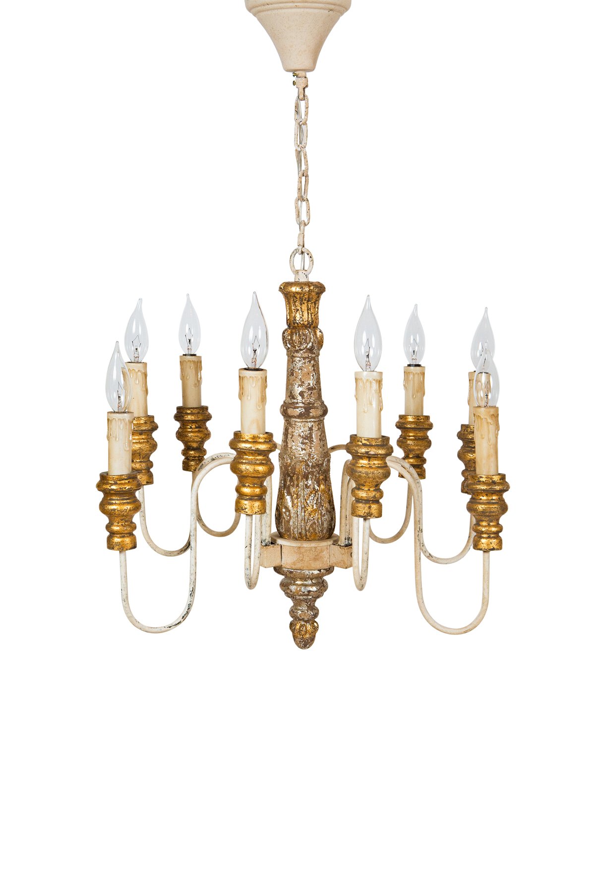 ML15910 Chatsworth Chandelier featuring faux candle lights, vintage wood and metal design, perfect for home decor.