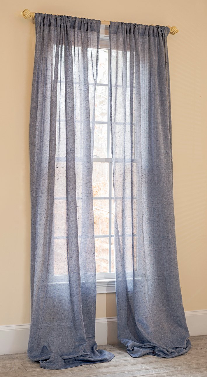 ML16603 Blue Ridge Sheer Curtain in natural denim color, showcasing its elegant sheer design and smooth texture.