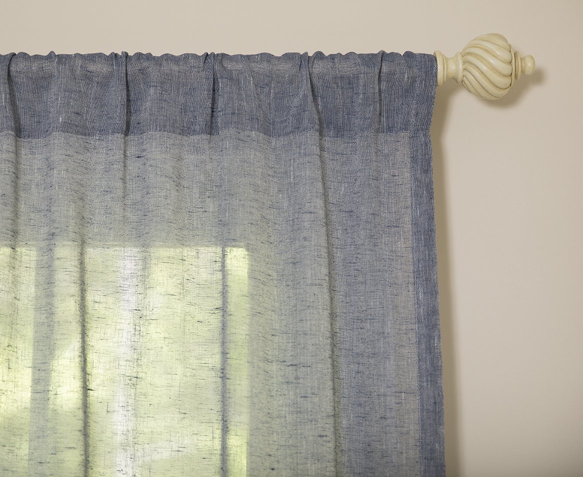 ML16603 Blue Ridge Sheer Curtain in natural denim color, showcasing its elegant sheer design and smooth texture.