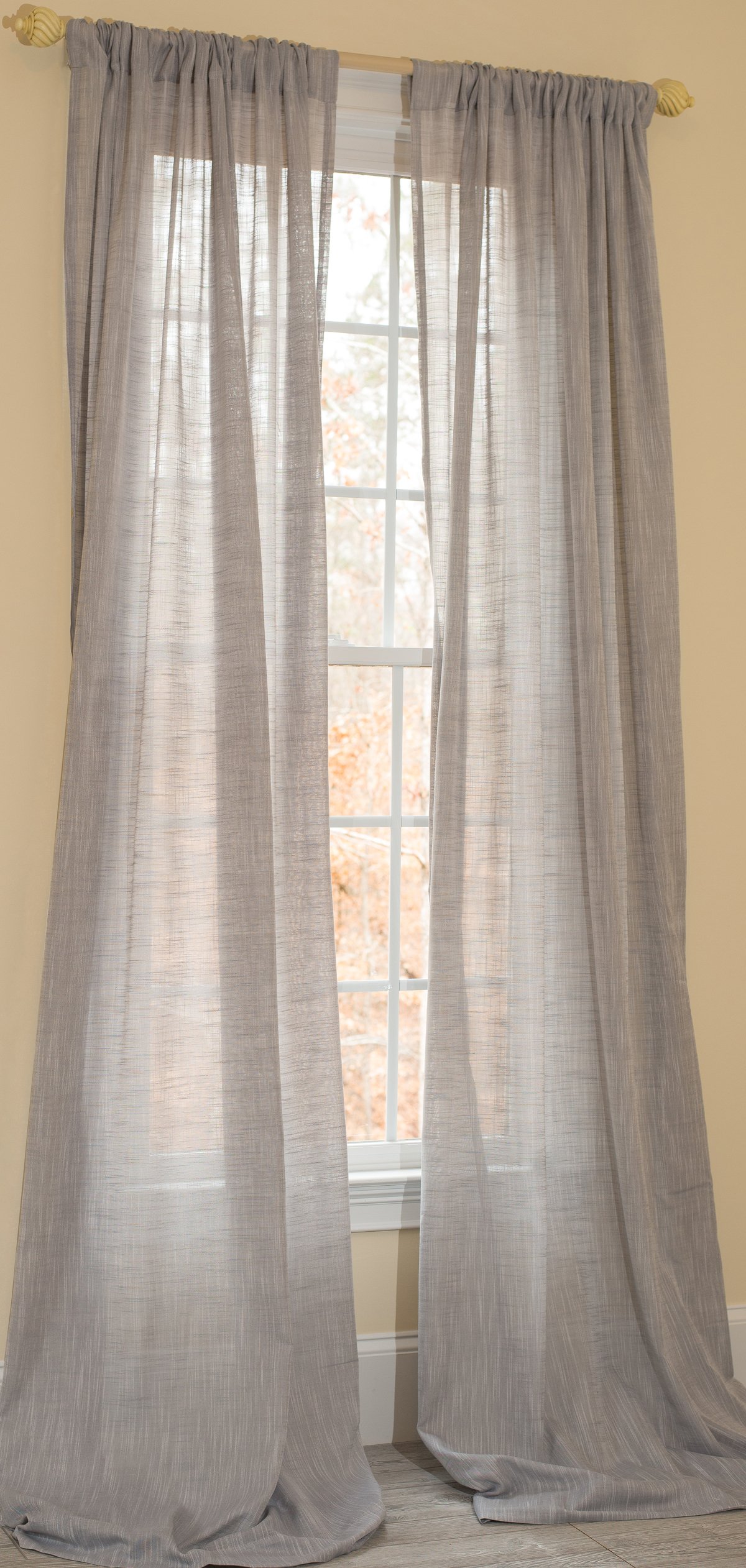 ML16604 Essex Sheer Curtain in elegant gray, showcasing its smooth texture and lightweight design, perfect for enhancing any room's decor.