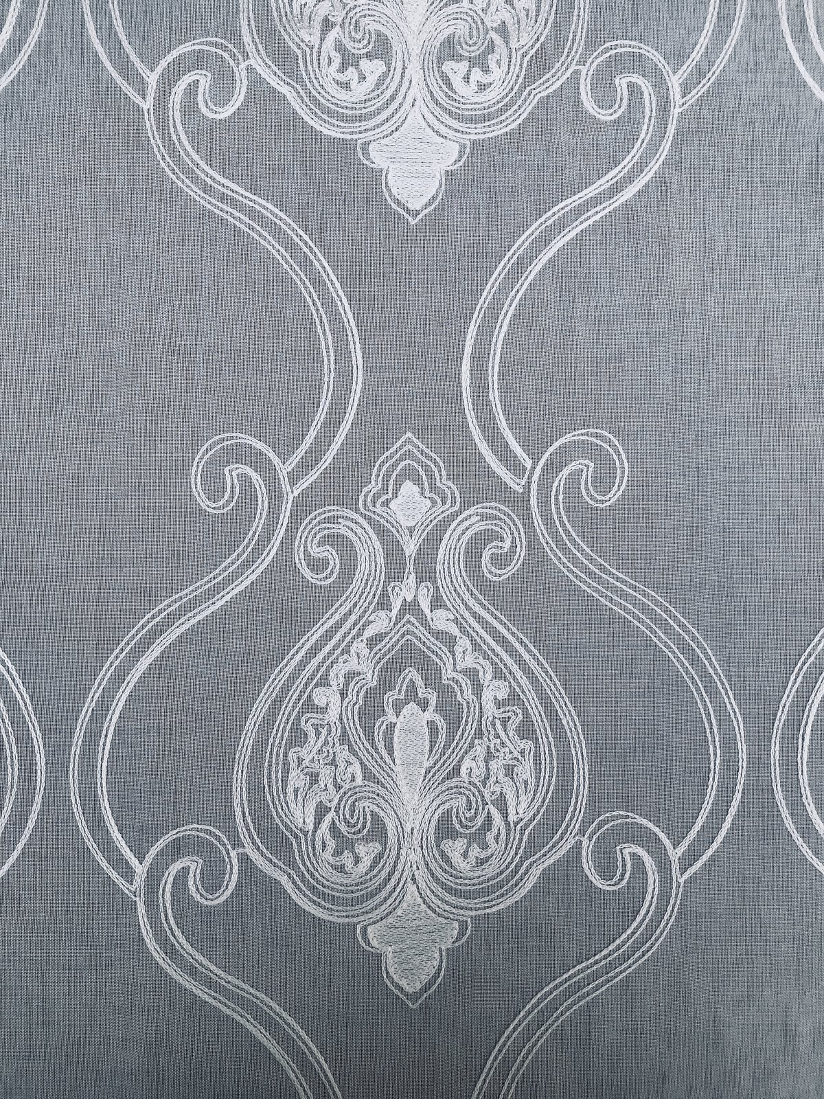 ML16229 Ella Embroidered Sheer Curtain featuring elegant patterns on a lightweight white sheer fabric, enhancing window decor.