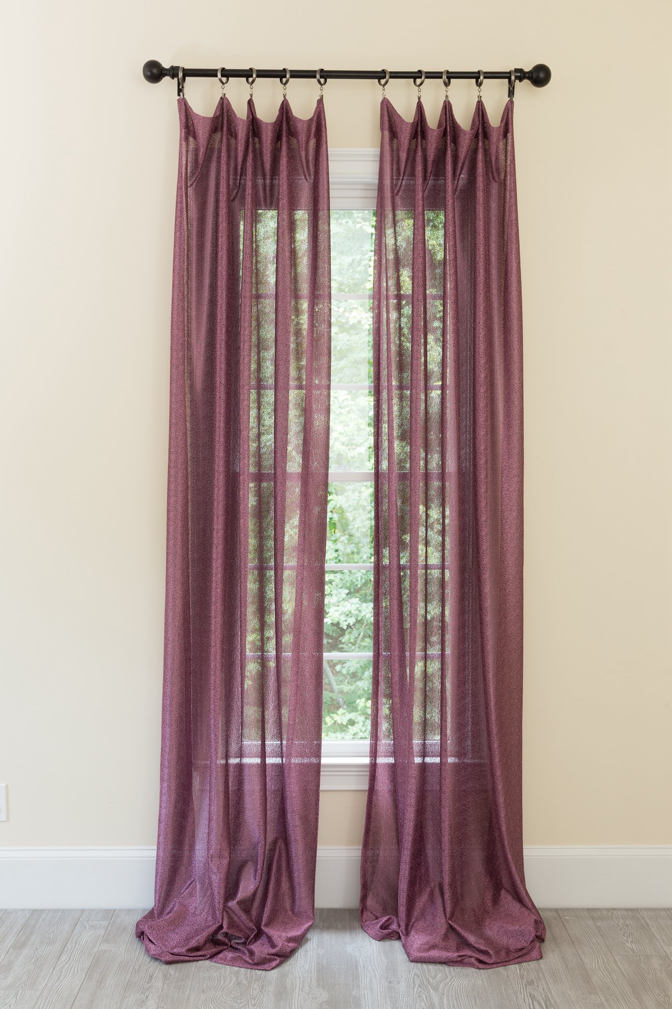 ML18208 La Rosa Curtain in vibrant colors, showcasing its semi-sheer fabric and rod pocket design, perfect for home decor.